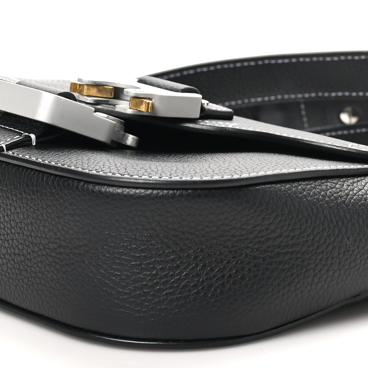 Christian Dior Grained Calfskin Saddle Messenger Bag With Strap Black 10 of 10