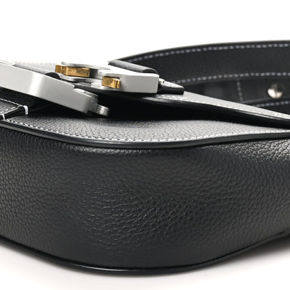 Christian Dior Grained Calfskin Saddle Messenger Bag With Strap Black 10 of 10