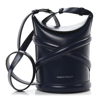 Alexander McQueen Calfskin Mini Curve Bucket Bag Navy 1 of 10