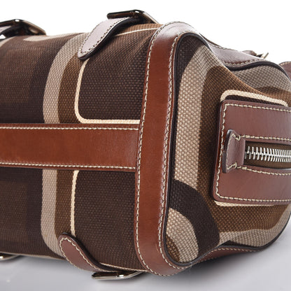Prada Canvas Calfskin Small Buckle Bag Brown 10 of 11
