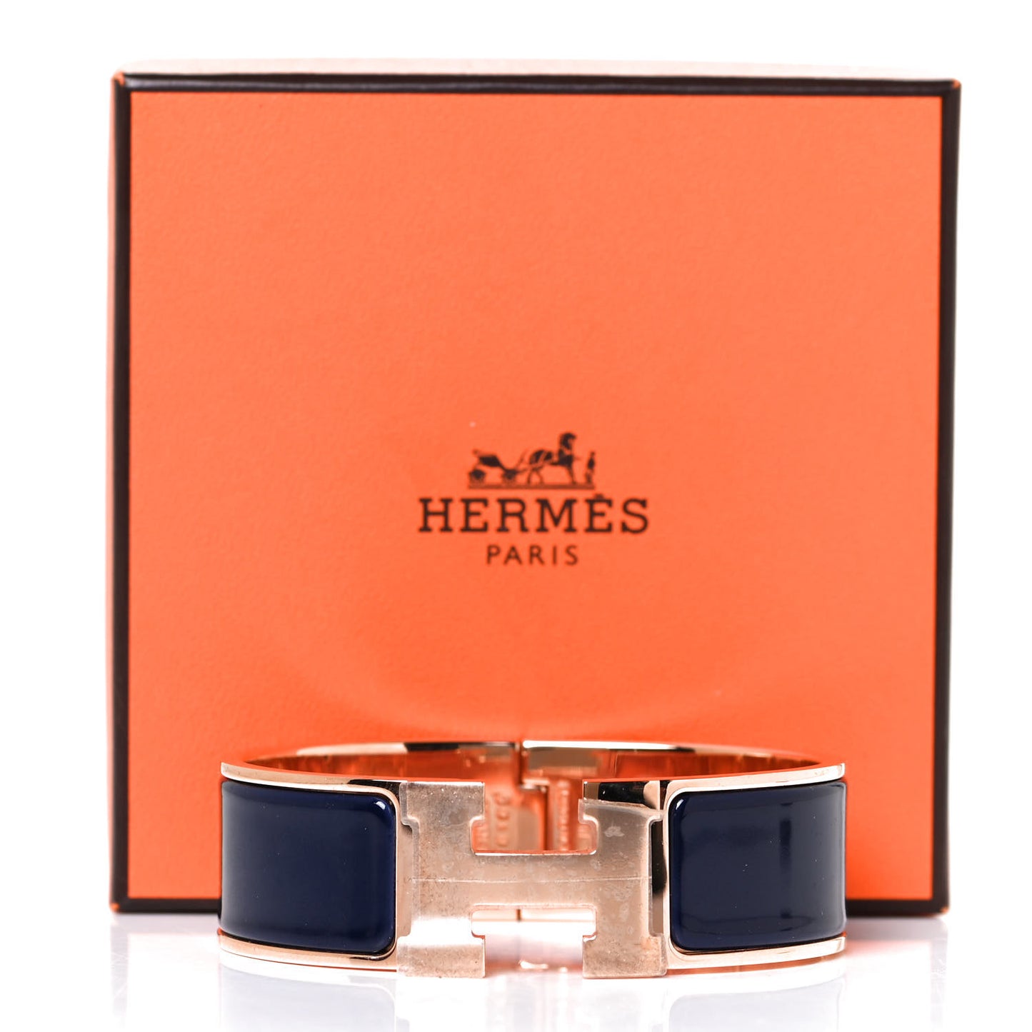 Enamel Wide Clic Clac H Bracelet GM Bleu Abysse