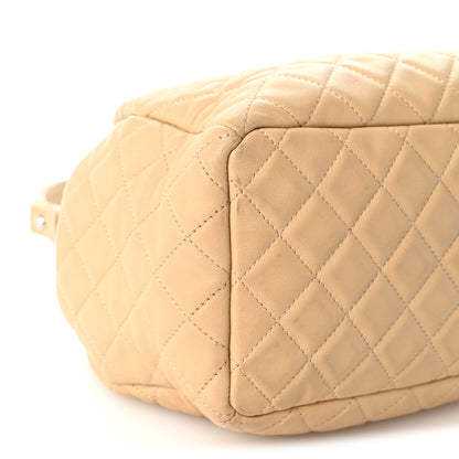Chanel Lambskin Quilted Small CC Chain Bucket Drawstring Bag Light Beige 9 of 10