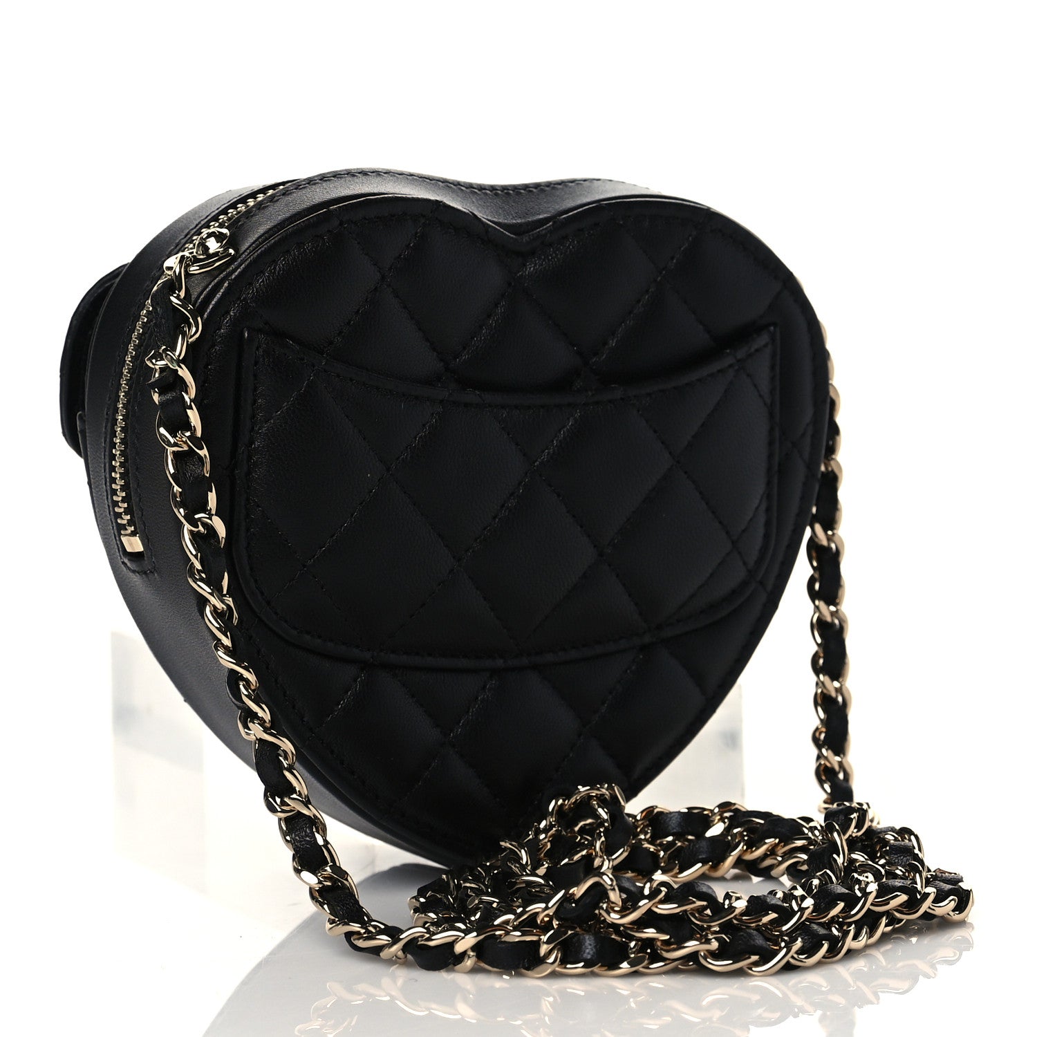 Chanel Lambskin Quilted CC In Love Heart Clutch With Chain Black 3 of 10