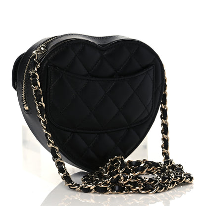 Chanel Lambskin Quilted CC In Love Heart Clutch With Chain Black 3 of 10