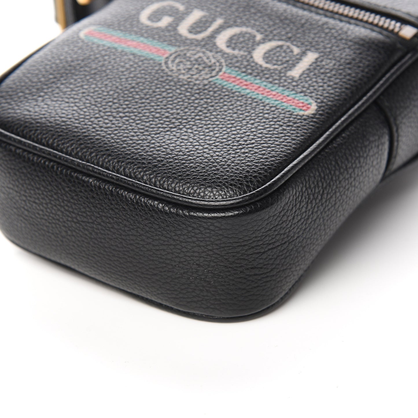 Grained Calfskin Mini Logo Messenger Bag Black