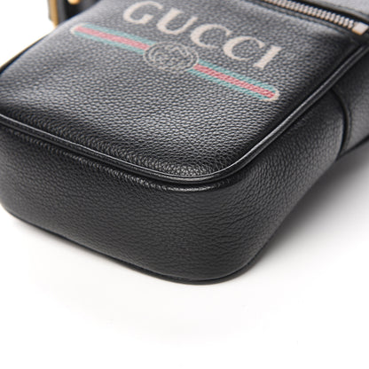 Gucci Grained Calfskin Mini Logo Messenger Bag Black 9 of 10