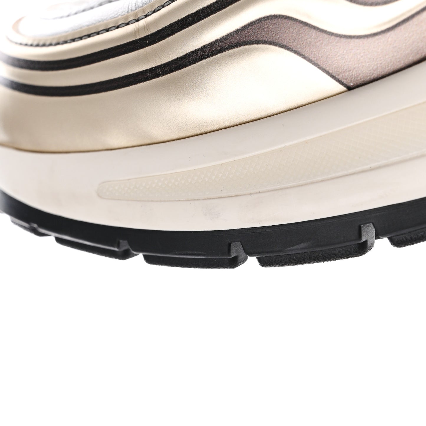 Fabric Laminated Calfskin Stretch CC Sneakers 36.5 White Gold Silver