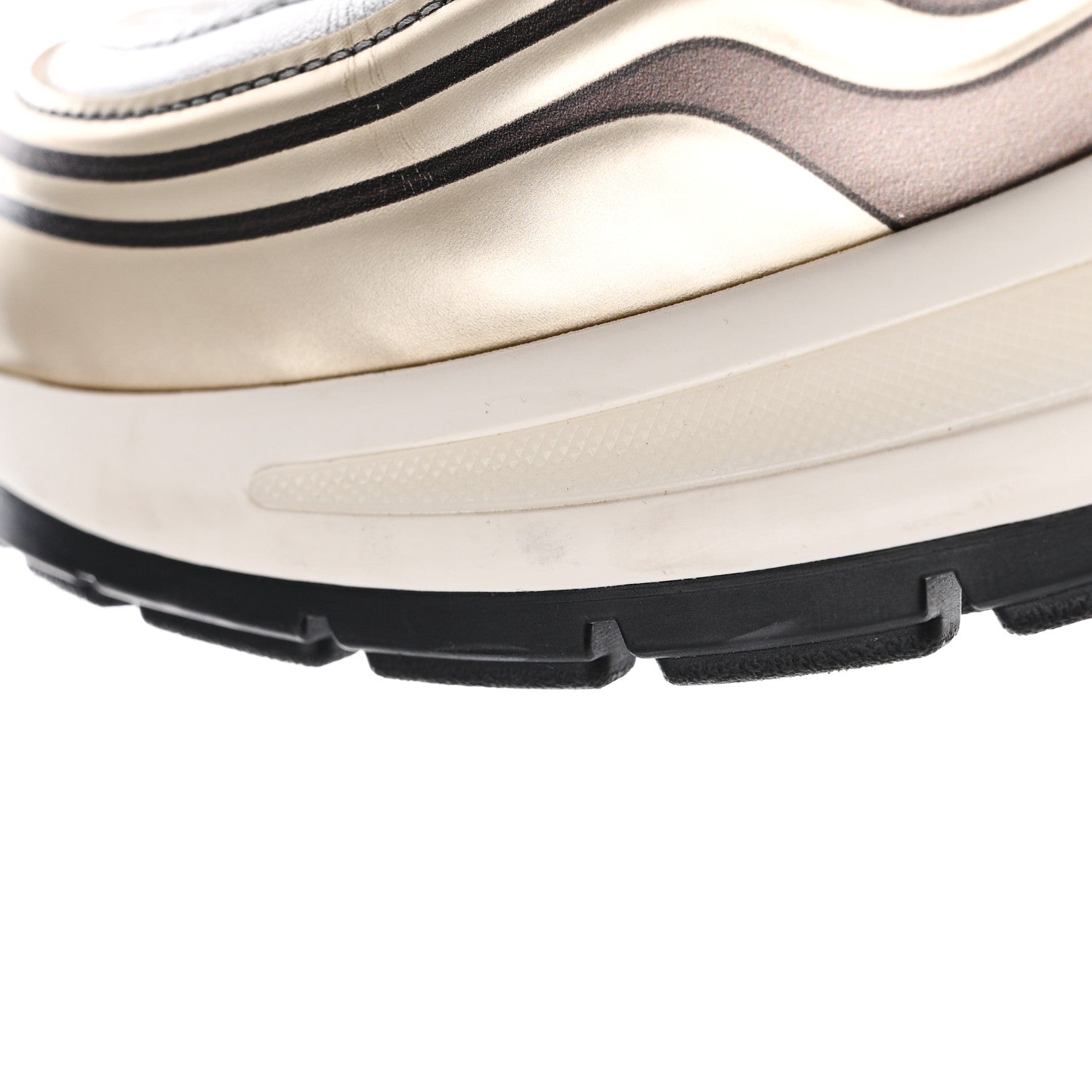 Chanel Fabric Laminated Calfskin Stretch CC Sneakers 36.5 White Gold Silver 12 of 16