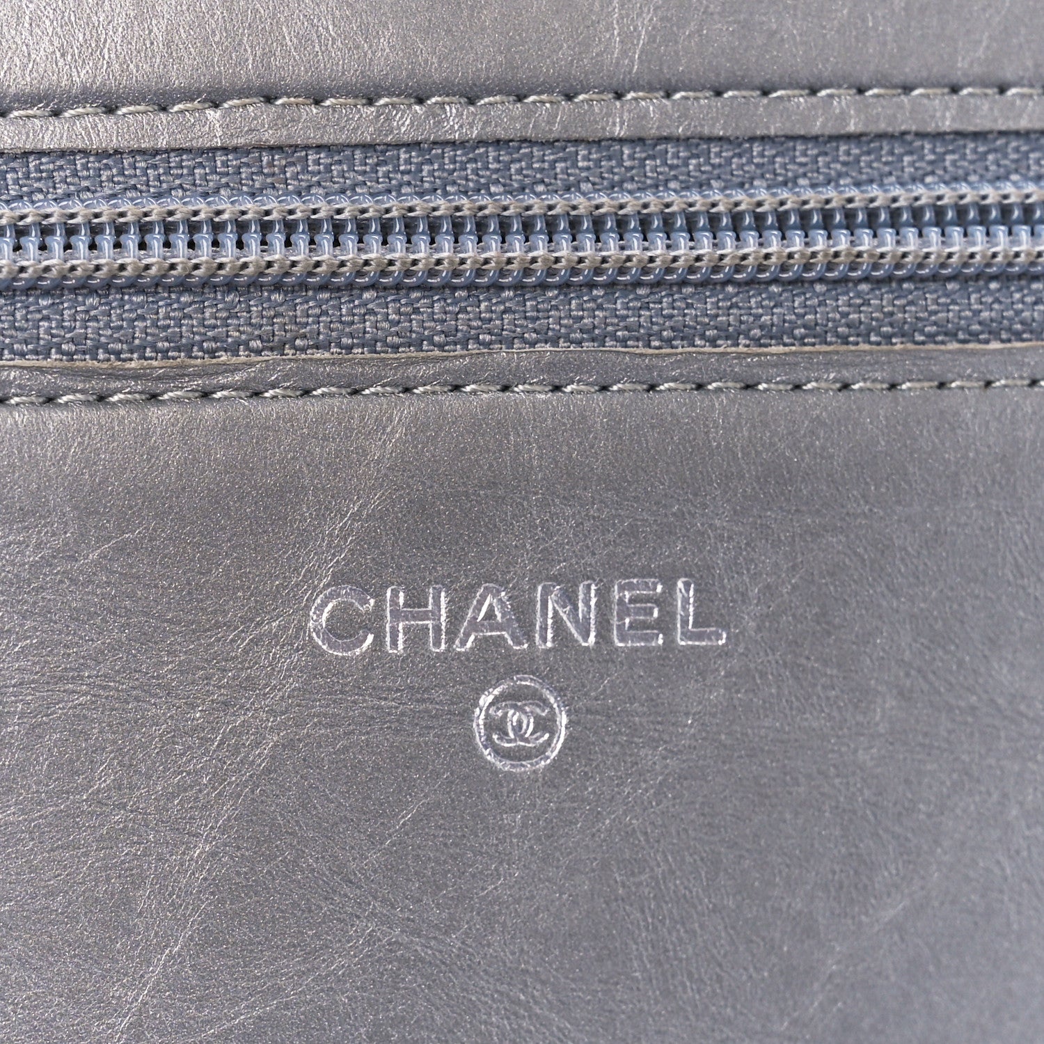 Chanel Metallic Aged Calfskin Quilted Wallet on Chain WOC Silver 6 of 11