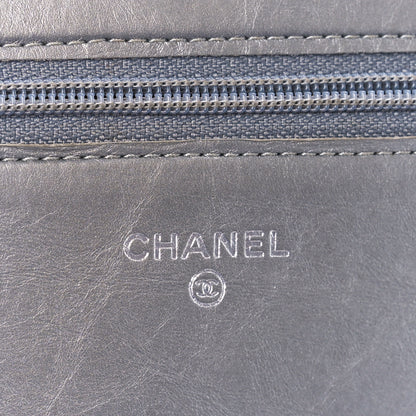 Chanel Metallic Aged Calfskin Quilted Wallet on Chain WOC Silver 6 of 11