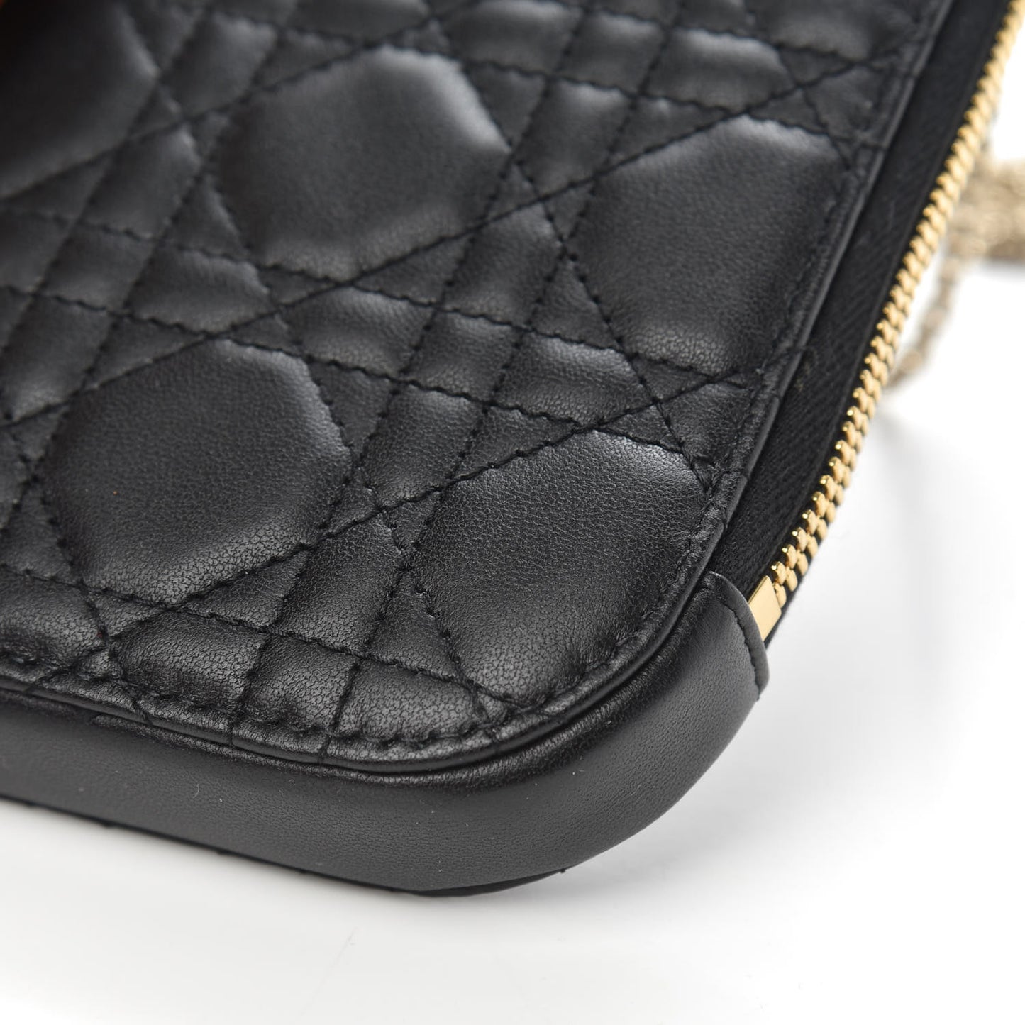 Lambskin Cannage Lady Dior Phone Holder Black