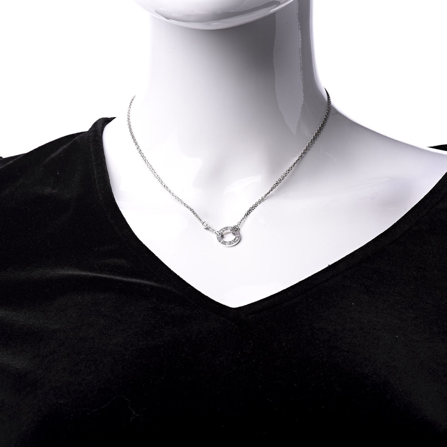 18K White Gold 2 Diamond LOVE Necklace