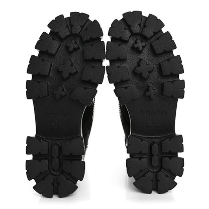 Prada Spazzolato Rois Nylon Metal Triangle Logo Monolith Pouch Pocket 55mm Boots 36.5 Black 6 of 9
