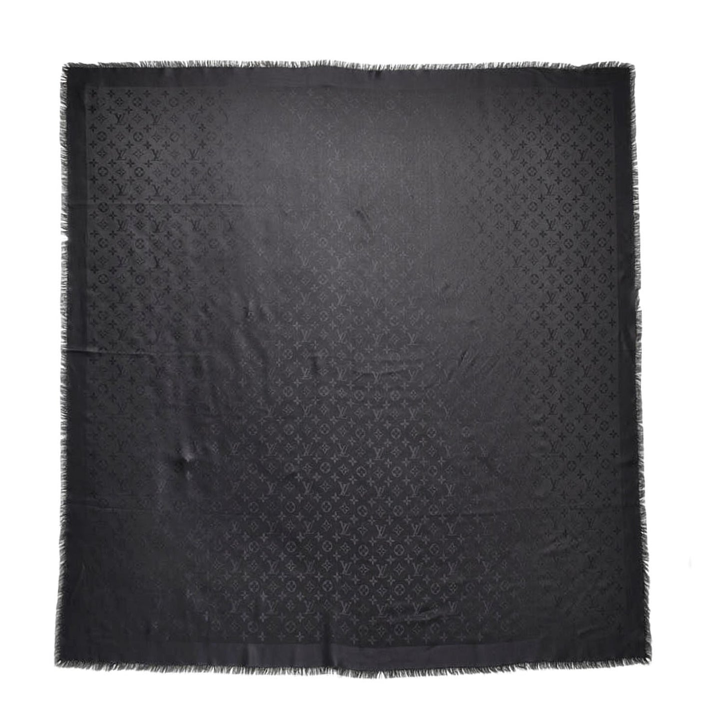 Silk Wool Monogram Shawl Black