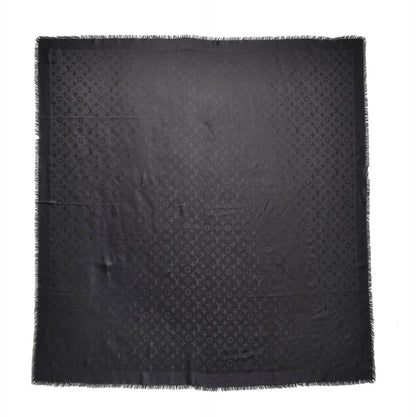 Louis Vuitton Silk Wool Monogram Shawl Black 1 of 4