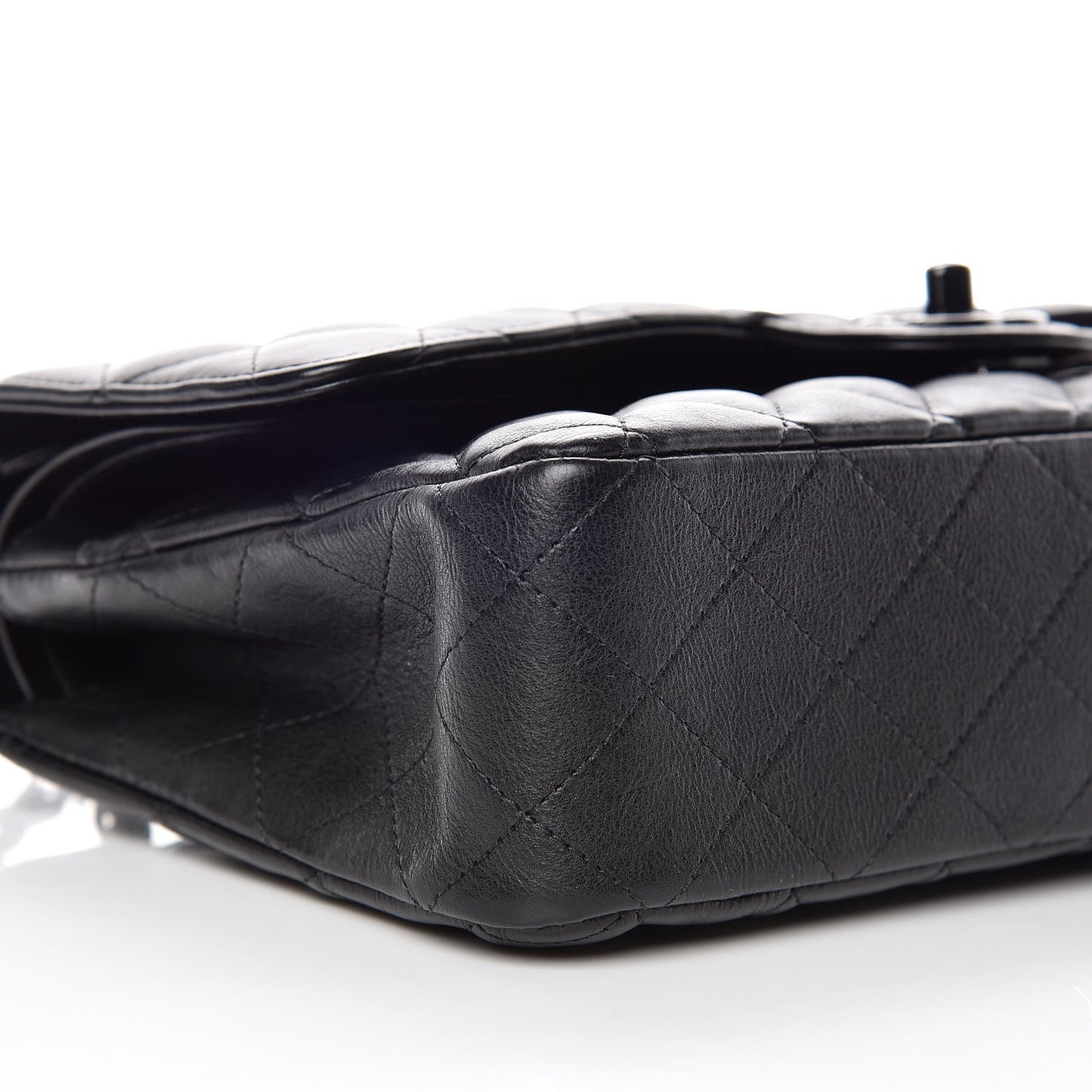 Crumpled Calfskin Quilted Medium Double Flap So Black