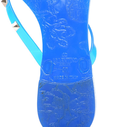 Valentino Garavani PVC Jelly Rockstud Bow Thong Sandals 37 Blue Fluo 10 of 11