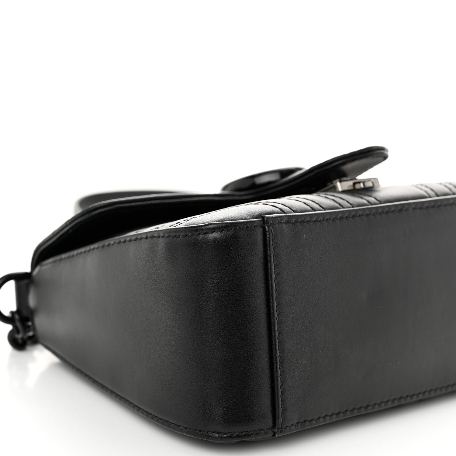 Gucci Calfskin Matelasse Monochrome GG Marmont Top Handle Shoulder Bag Black 9 of 10
