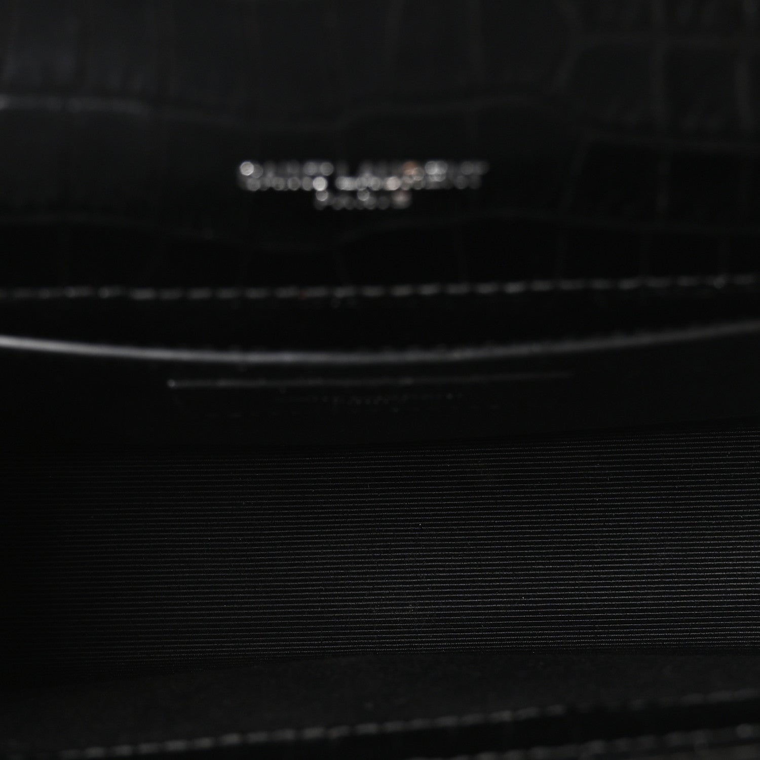 Saint Laurent Calfskin Crocodile Embossed Small Classic Monogram Kate Tassel Satchel Black 5 of 9