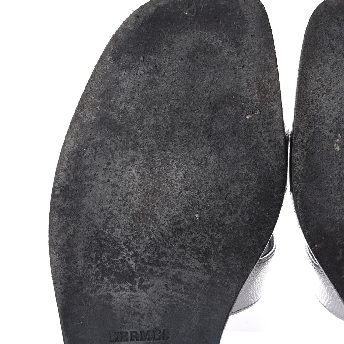 Metallic Epsom Oran Sandals 40 Gris Argente