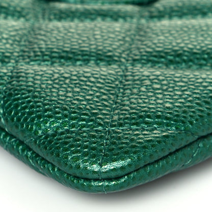 Chanel Metallic Caviar Quilted Medium Cosmetic Case Green 12 of 13