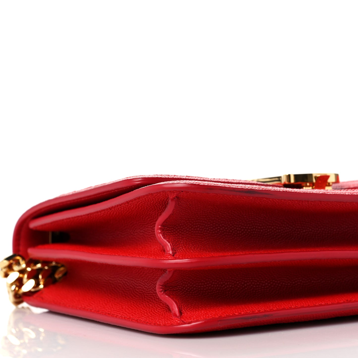 Grainy Calfskin Monogram Embossed Small TB Chain Bag Bright Red