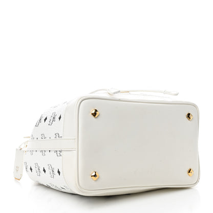 MCM Visetos Small Heritage Drawstring Bucket Bag White 4 of 12
