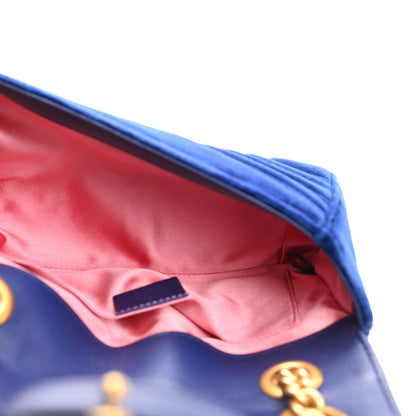 Gucci Velvet Matelasse Mini GG Marmont Shoulder Bag Cobalt Blue 5 of 10