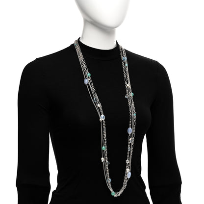 David Yurman Sterling Silver Quartz Blue Topaz Freshwater Cultured Pearl Chalcedony Aquamarine Multi Strand Necklace 2 of 5