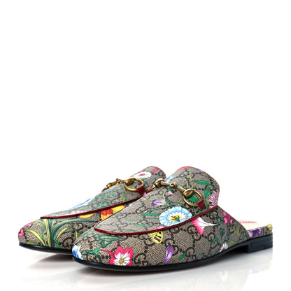 Gucci GG Supreme Monogram Flora Womens Princetown Slippers 36.5 Beige Ebony Multicolor Rosso 3 of 9