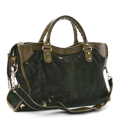 Balenciaga Agneau Pony Hair Classic Silver Hardware City Olive 3 of 19