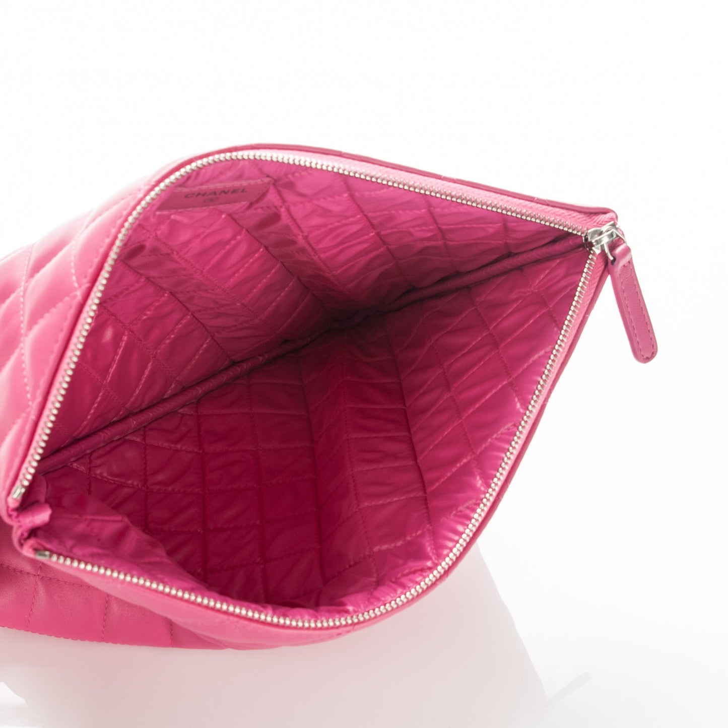 Lambskin Quilted Medium Cosmetic Case Pink