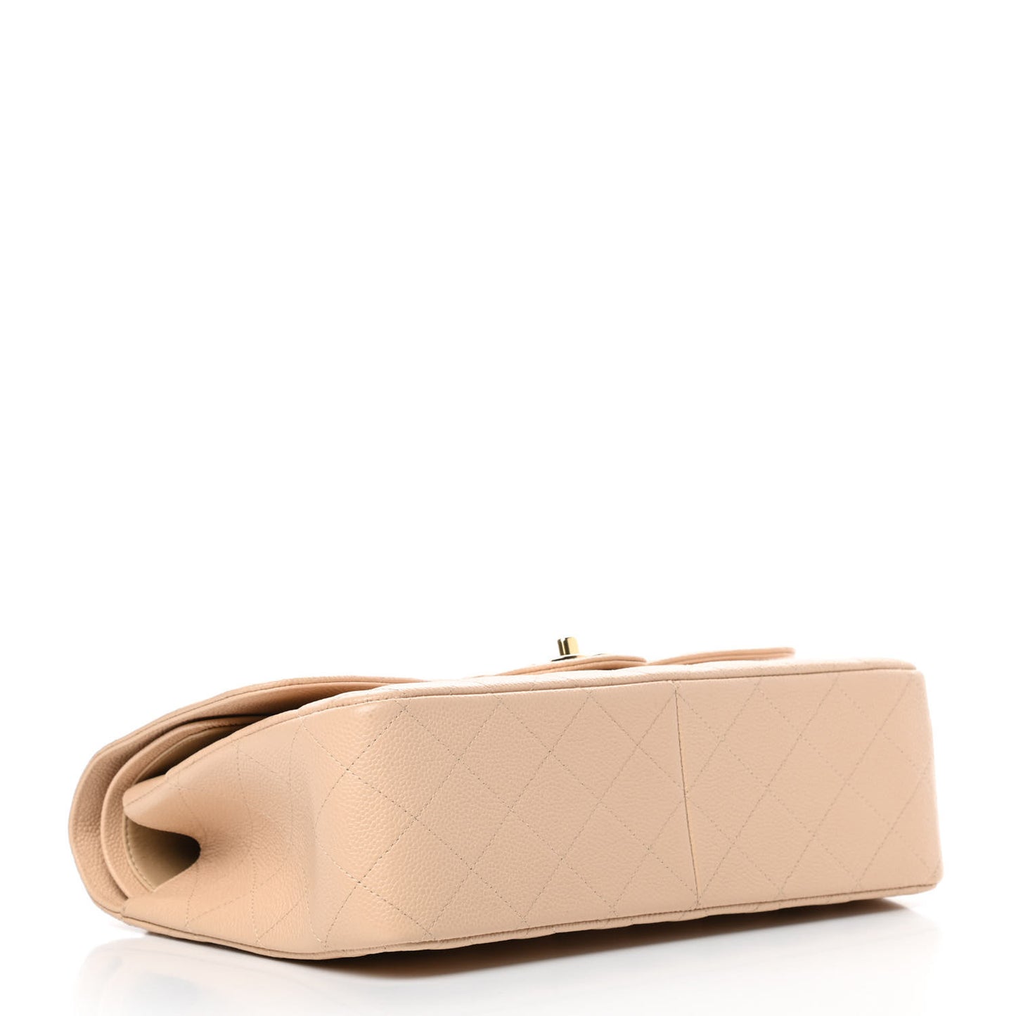 Caviar Quilted Jumbo Double Flap Beige Clair