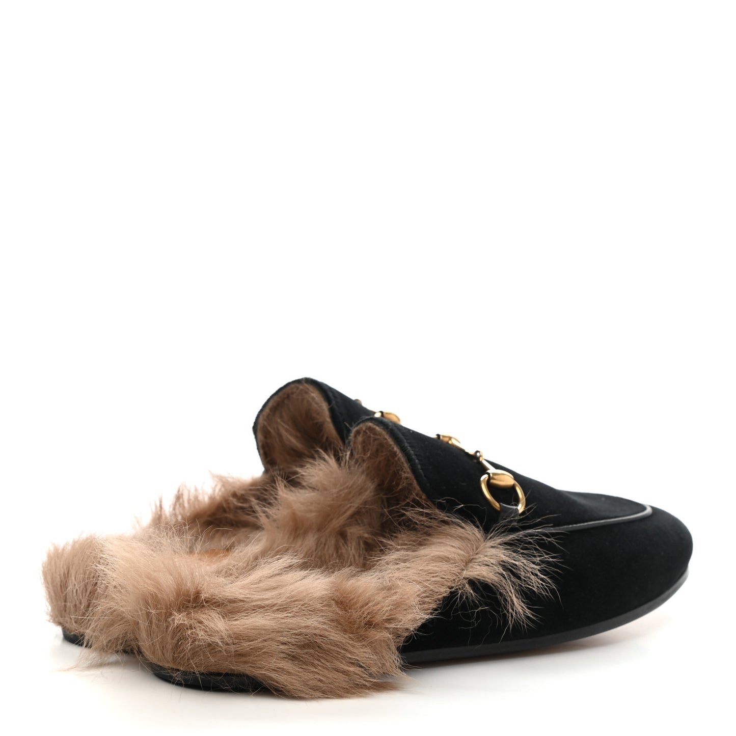 Velvet Fur Womens Princetown Slippers 35.5 Black
