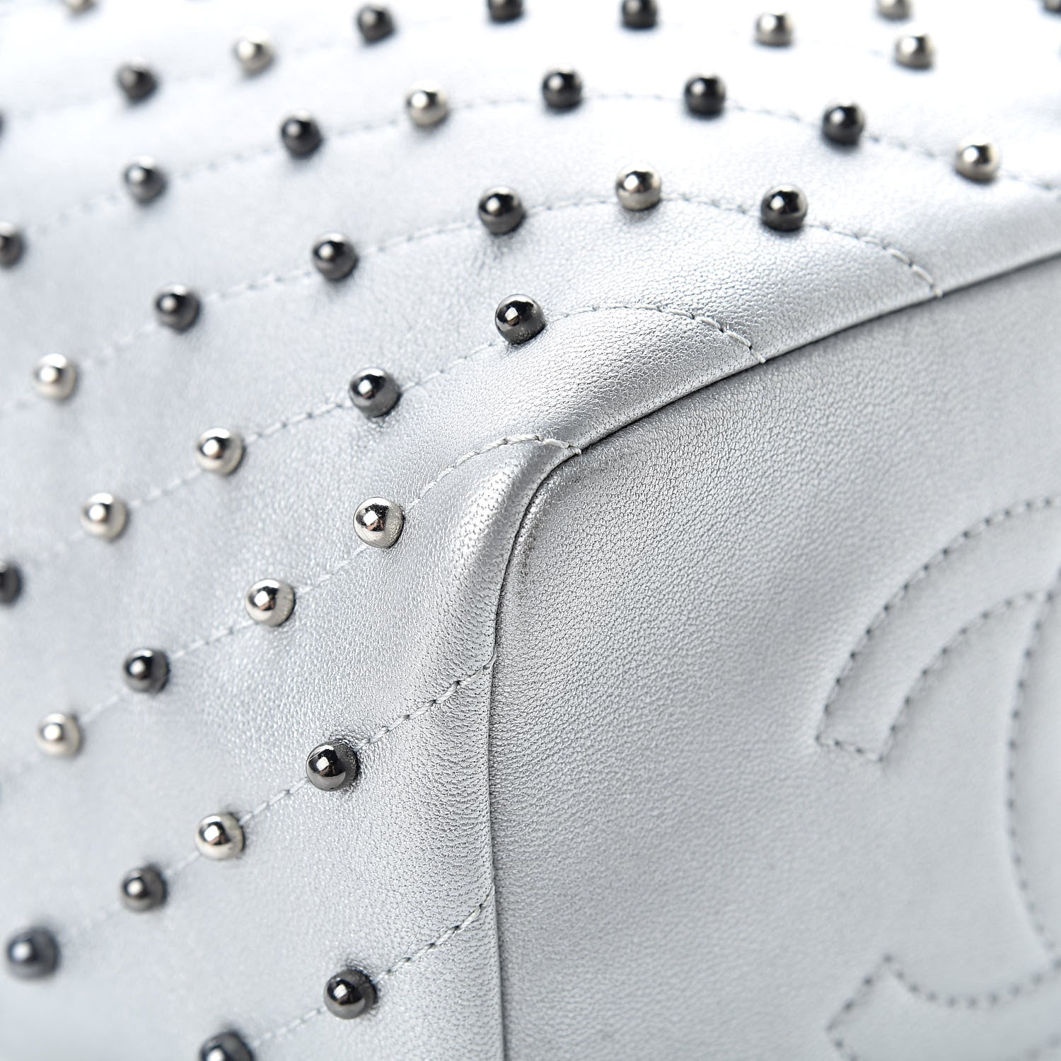 Chanel Metallic Lambskin Chevron Quilted Studded Stud Wars Backpack Silver 11 of 11