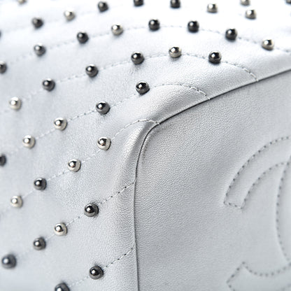 Chanel Metallic Lambskin Chevron Quilted Studded Stud Wars Backpack Silver 11 of 11