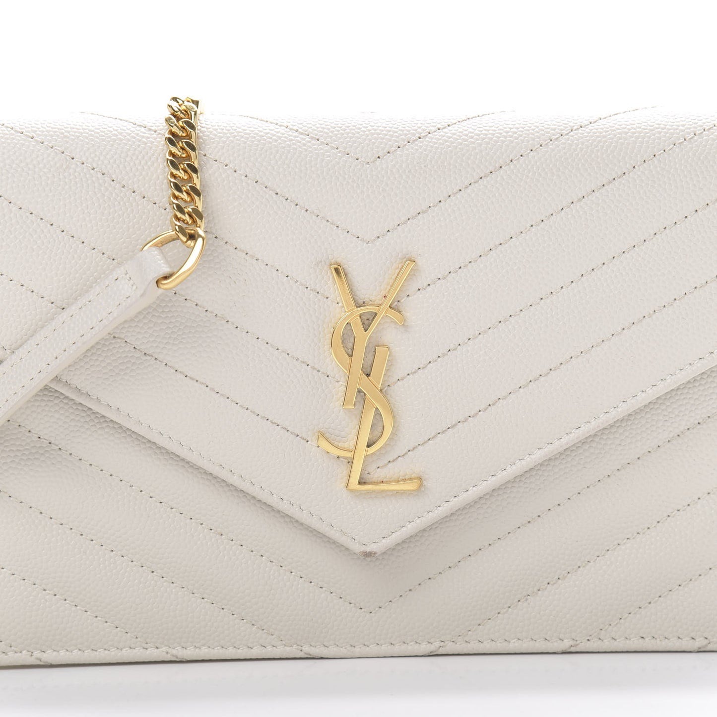 Grain De Poudre Matelasse Chevron Monogram Envelope Chain Crema Soft