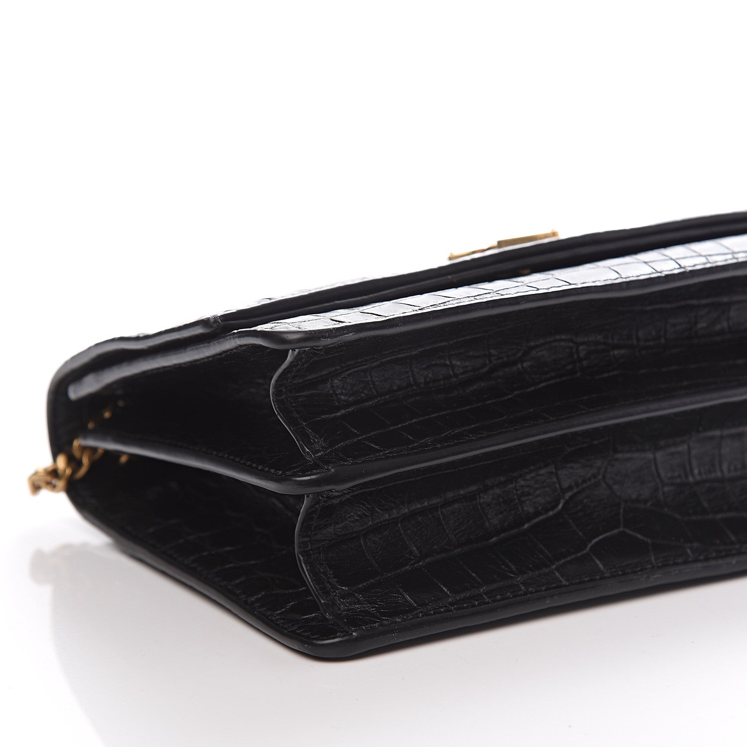 Saint Laurent Calfskin Crocodile Embossed Small Monogram Sunset Black 6 of 8