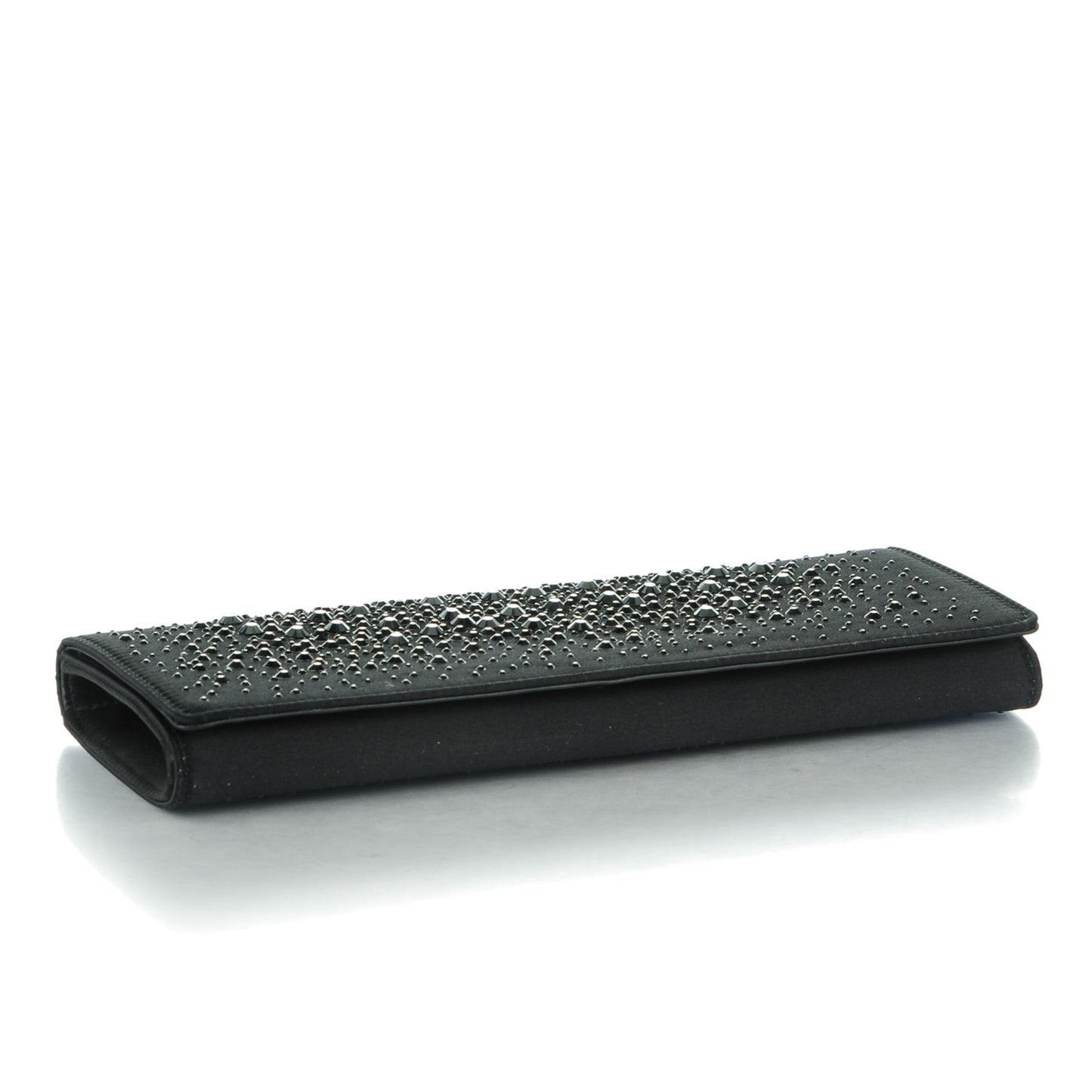 Satin Crystal Clutch Black