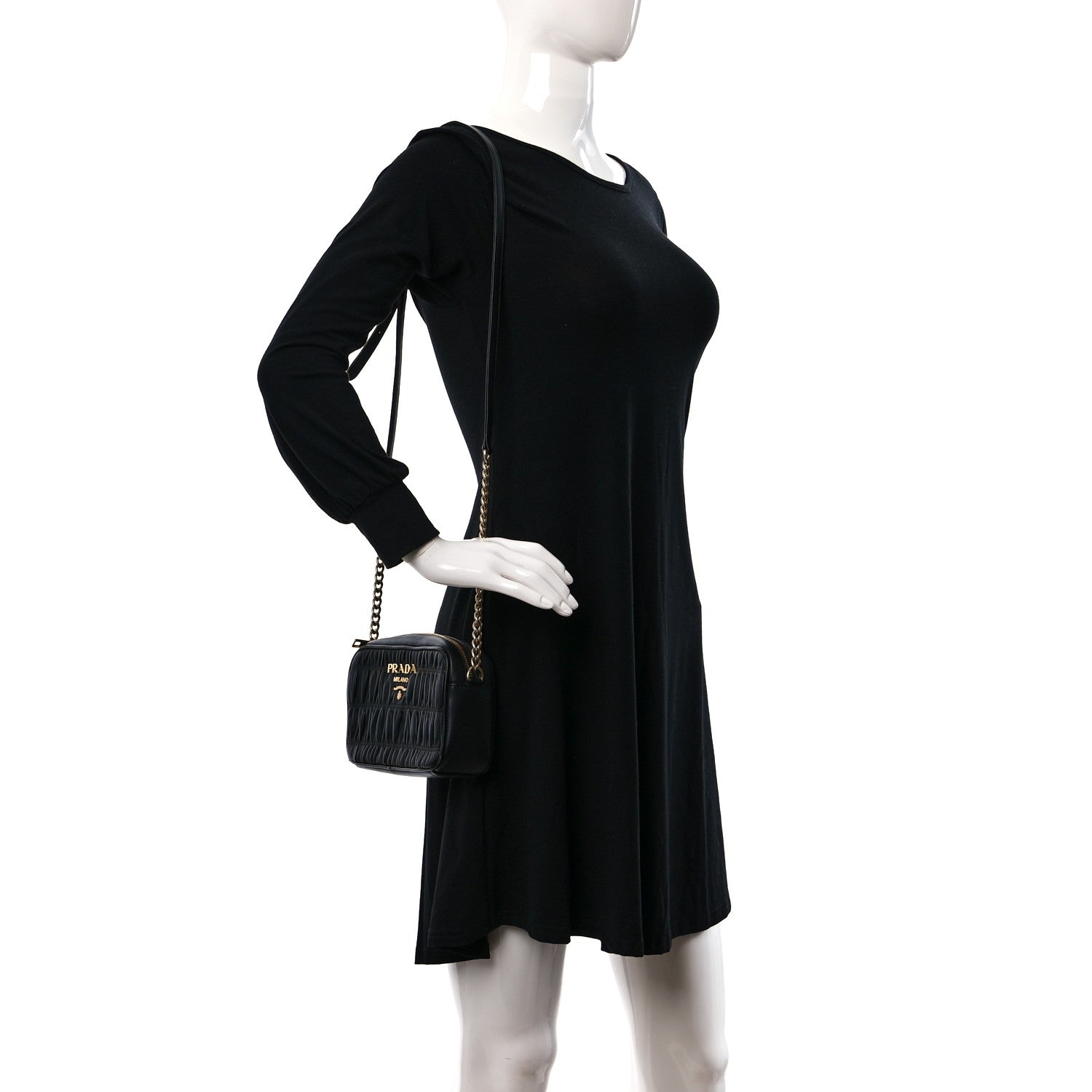 Prada Nappa Gaufre Camera Bag Black 2 of 13