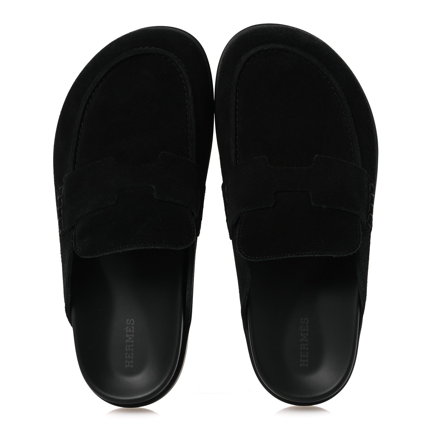 Hermes Suede Calfskin Go Mules 39 Black 2 of 11