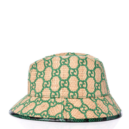 Gucci Raffia Elaphe GG Monogram Embroidered Fedora Hat XS Ivory New Shamarock 2 of 6