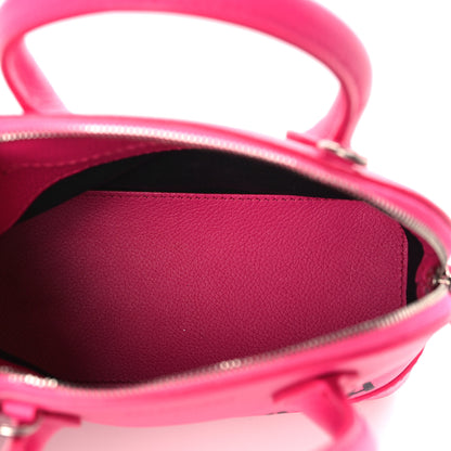 Balenciaga Grained Calfskin Logo XXS Ville Top Handle Bag Acid Fuchsia Black 5 of 9