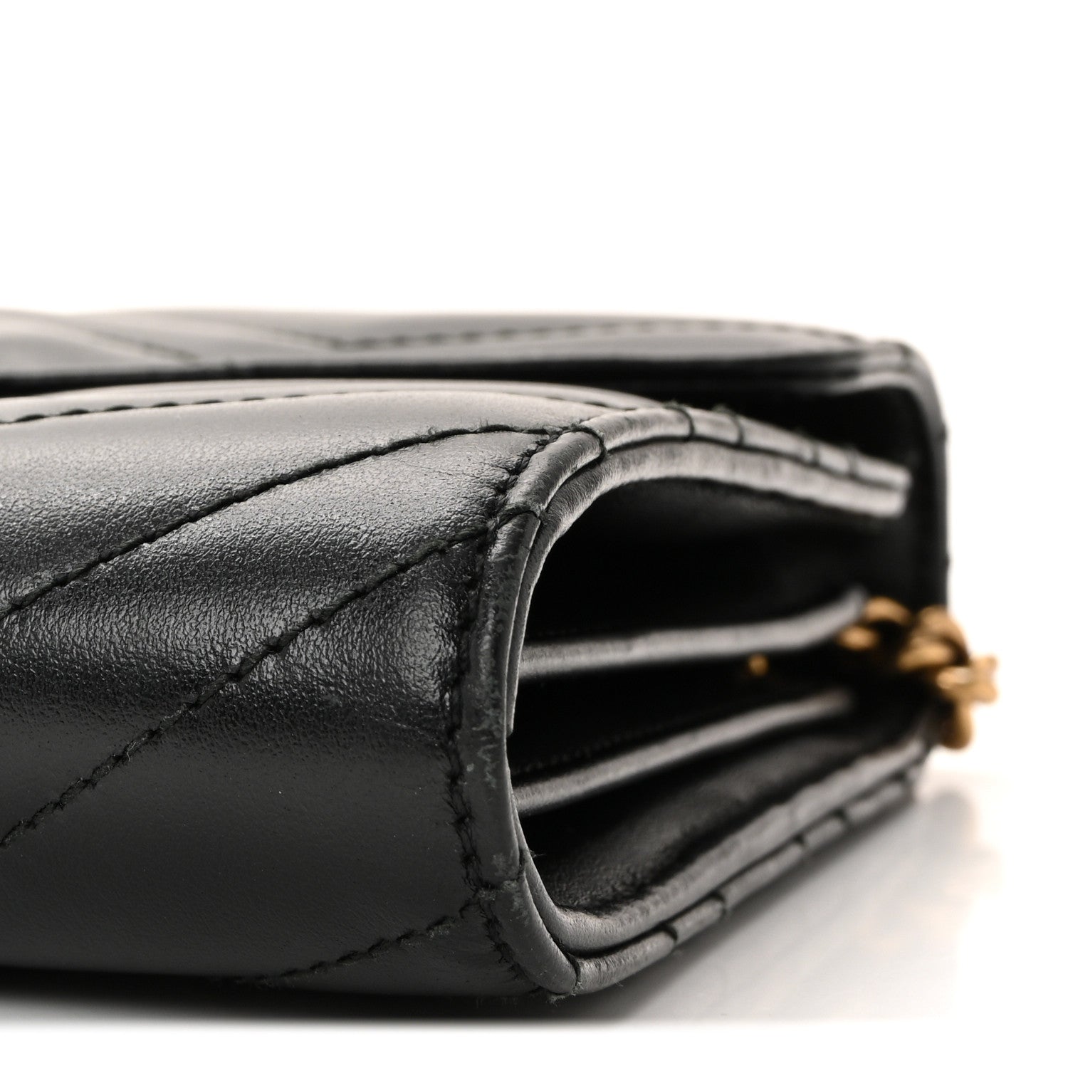 Gucci Calfskin Matelasse GG Marmont Chain Wallet Black 10 of 11