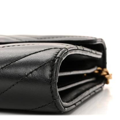Gucci Calfskin Matelasse GG Marmont Chain Wallet Black 10 of 11