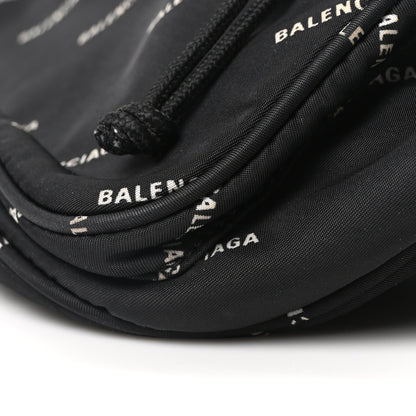 Balenciaga Twill Nylon Allover Logo Explorer Beltpack Black White 11 of 11