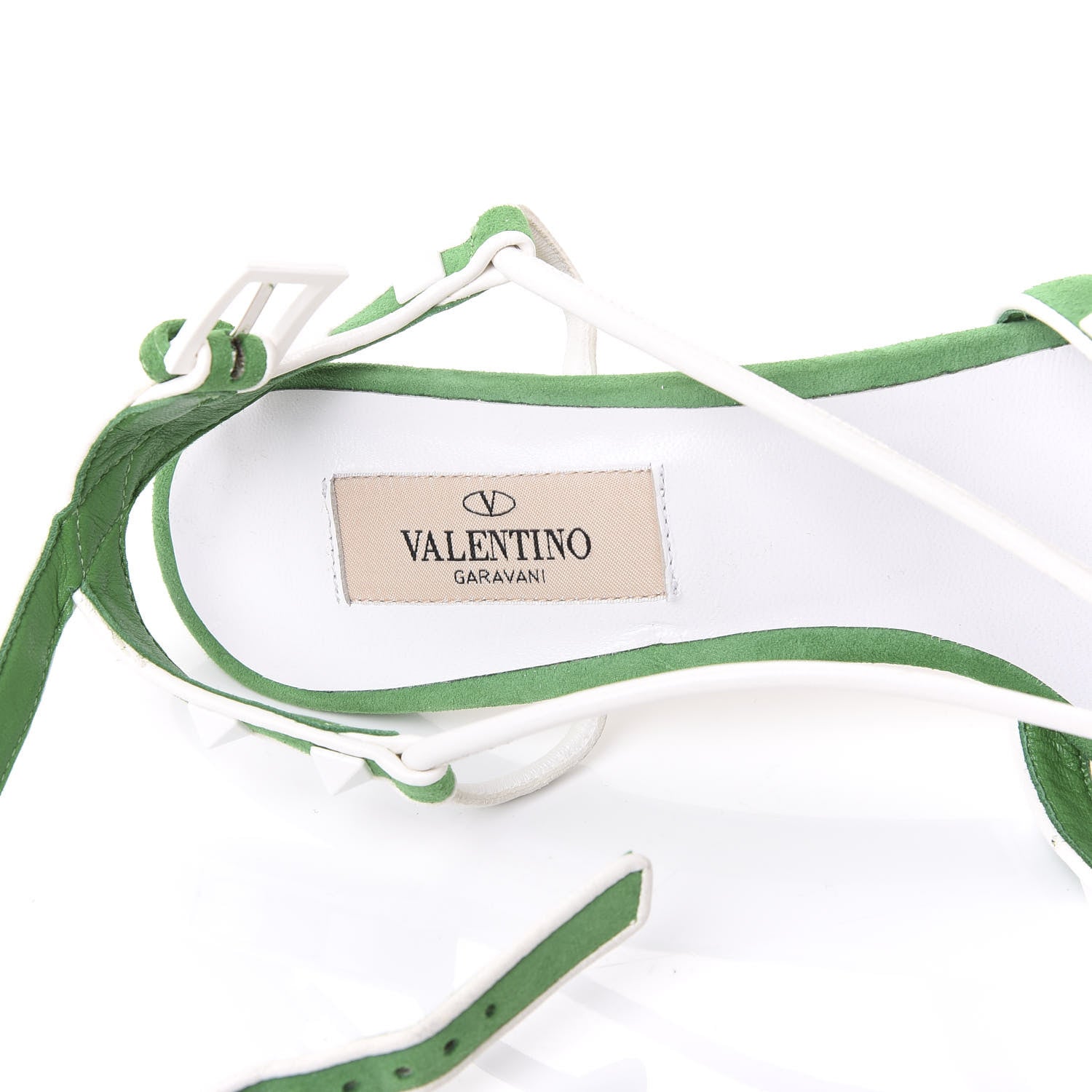 Valentino Garavani Suede Free Rockstud Crisscross Ankle Strap Low Heel Sandals 37 Peppermint White 7 of 7