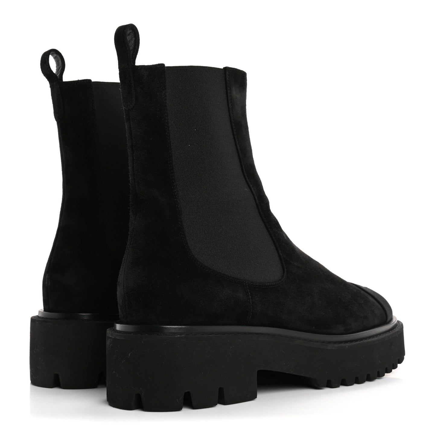 Suede Calfskin Grossgrain Cap Toe CC Ankle Boots 40 Black