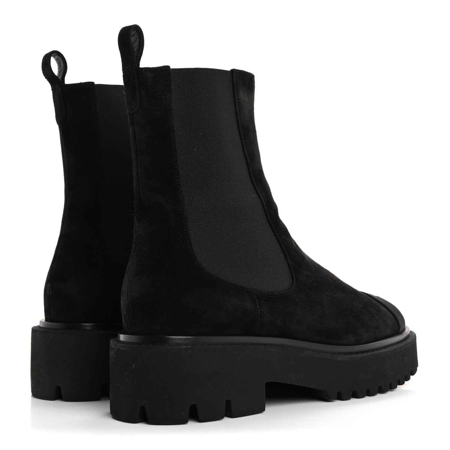 Chanel Suede Calfskin Grossgrain Cap Toe CC Ankle Boots 40 Black 5 of 15