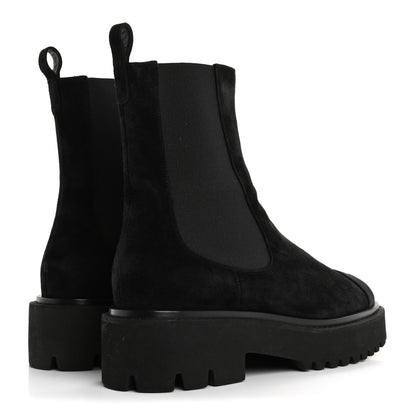 Chanel Suede Calfskin Grossgrain Cap Toe CC Ankle Boots 40 Black 5 of 15